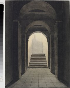Perspective du couloir au couvent des Capucins, à Gênes