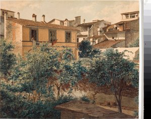 Vue des maisons à Florence (aquarelle, c.1825) - Luigi Garibbo