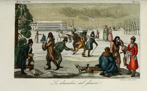 Patinoire. Illustration de Il costume antico e moderno o storia del governo par Giulio Ferrario, 1831 - Luigi Giarrè
