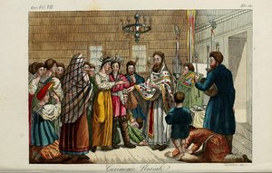 Les fiançailles. Illustration de Il costume antico e moderno o storia del governo… par Giulio Ferrario, 1831 - Luigi Giarrè