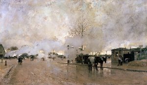 Fumée sur la ligne de circuit de Paris, 1885