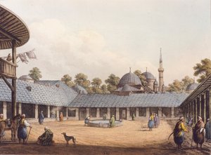 Caravansérail de Borgas, par Luigi Mayer, Roumanie, gravure