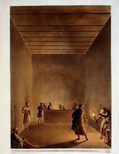 Égypte, Chambre et sarcophage de la Grande Pyramide de Gizeh, gravure de "Vues" de Luigi Mayer - Luigi Mayer