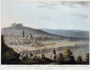 Vue de Jérusalem prise du mont des Oliviers - gravure - Luigi Mayer