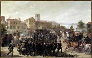 La prise de la ville de Peschiera del Garda par les Piémontais, 30 mai 1848 (huile sur toile)