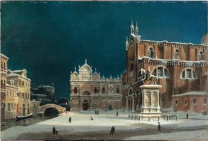 Vue nocturne de Campo dei Santi Giovanni e Paolo - Luigi Querena