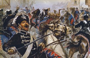 Hussards noirs allemands (lithographie couleur) - Luis Arcas Brauner