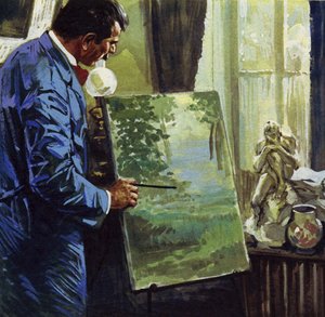Inspiré par les impressionnistes, Gauguin devient peintre amateur (lithographie couleur)