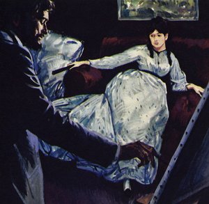 Manet peignant le tableau Repose (lithographie couleur) - Luis Arcas Brauner