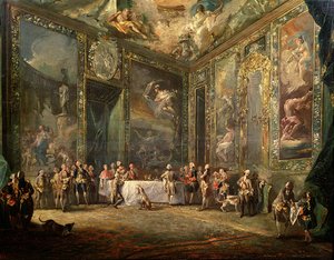 Charles III (1716-88) de Bourbon, déjeunant devant sa cour, vers 1770