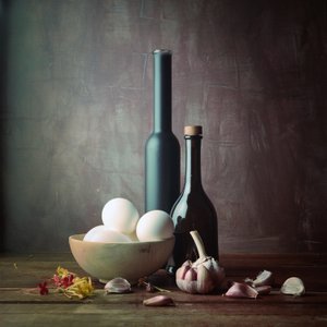 Nature morte dans une cuisine rustique