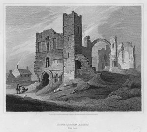 Abbaye de Lindisfarn, façade ouest (gravure) - Luke (after) Clennell