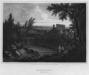 Château de Mitford, Northumberland (gravure) - Luke (after) Clennell
