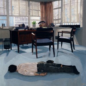 Il a vendu du mobilier de bureau usagé, c.2010 (peinture acrylique sur papier) - Luke Waller