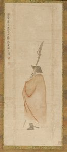 Homme debout en manteau rouge, dynastie Qing, 18ème siècle - Luo Ping