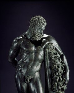 Art grec: Héraclès au repos. Détail. Sculpture en bronze de Lysippe de Sicyone (395-305 av. J.-C.) 4e siècle av. J.-C. Du sanctuaire d