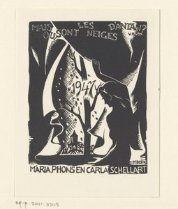 Vœux de Nouvel An pour 1947 de Carla, Mária et Phons Schellart - M. Bosch