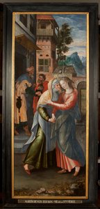 Adoration des Mages, Triptyque, Panneau gauche : Vie de la Sainte Vierge, (détail) - Maarten de Vos