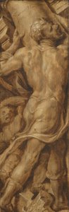 Samson détruisant les colonnes du temple - Maarten van Heemskerck (signed by artist)