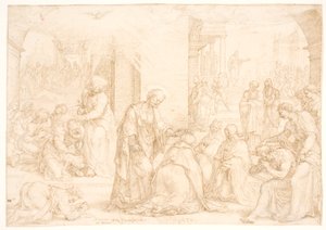 Philippe, Pierre et Jean confèrent le Saint-Esprit aux hommes et femmes baptisés en Samarie par imposition des mains - Maarten van Heemskerck