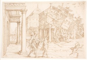 Samson détruit la maison avec les Philistins - Maarten van Heemskerck