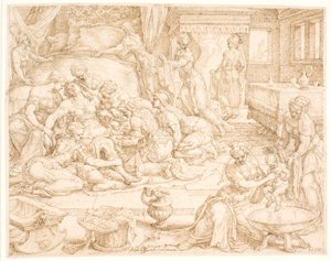 Tamar donnant naissance à Pharez et Zarah - Maarten van Heemskerck