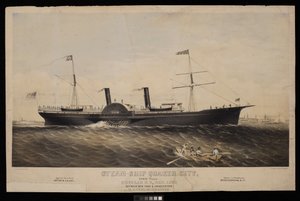 Navire à vapeur Quaker City... Ligne de courrier régulière entre New York et Charleston W H West, Commandant - Macoy & Herwig