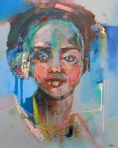 She Speaks For Herself, 2020 (acrylique, pastel et feuille d