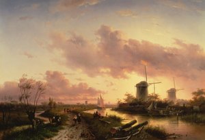 Estuaire avec des figures réparant un bateau - Maerten Fransz van der Hulst