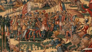 Musée diocésain (Museo Diocesano). Tapisserie flamande. Bruxelles. Atelier François Geubels. Série Histoire de Gédéon. Le miracle de la toison de laine. Soie et laine. Legs de l