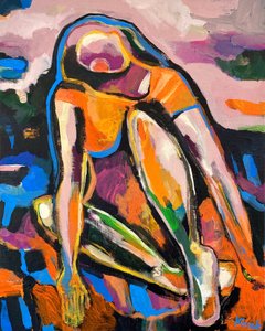 Femme abstraite colorée