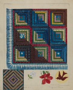 Courtepointe - Motif de cabane en rondins, vers 1936