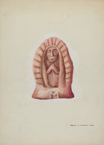 Petite statue de Guadalupe taillée dans la pierre, vers 1937