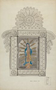 Nicho en étain contenant Guadalupe Bulto, vers 1936