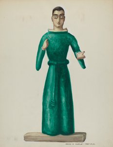 Santo en bois en robe verte brillante, 1935-1942