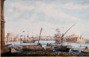 Vue du port des galères du côté de Valetta, c.1800 - Major James of Tolcross Weir