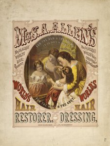Restaurateur de cheveux mondial de Mme S. A. Allen, coiffure, 1865
