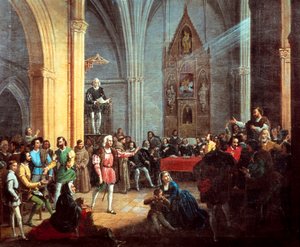 Christophe Colomb lors de la lecture de la Pragmatique Royale (détail)