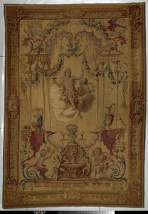 Tapisserie avec Bacchus comme personnification de l