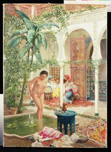 Femmes du harem au bord de la piscine - Marc Alfred Chataud