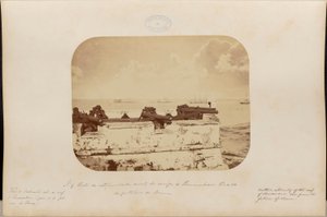 Vue de la pointe nord du récif de Pernambouc depuis la forteresse de Brum