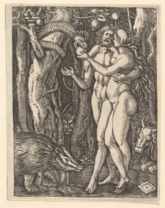 Adam et Ève avec pomme et serpent, vers 1500-1534