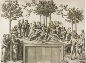 Apollon sur le Parnasse - Marcantonio Raimondi