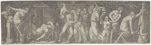 Bacchanale avec Bacchus ivre, satyres et ménades - Marcantonio Raimondi