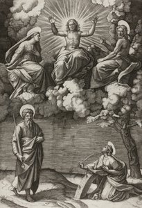 Christ, la Vierge et Saint Jean-Baptiste avec les saints Paul et Catherine - Marcantonio Raimondi