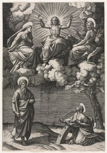 Christ, la Vierge et Saint Jean-Baptiste avec Saints Paul et Catherine, vers 1520-1525 - Marcantonio Raimondi