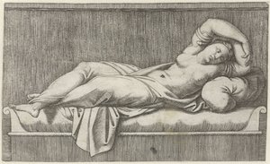 Cléopâtre à moitié nue allongée sur un lit