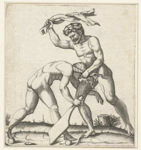 Homme combattant avec une femme personnifiant la Fortune (Fortuna)