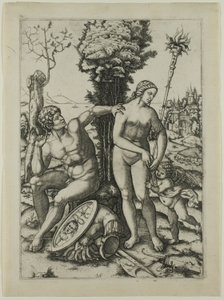 Mars, Vénus et Cupidon - Marcantonio Raimondi