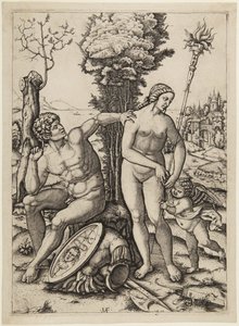 Mars, Vénus et Cupidon - Marcantonio Raimondi